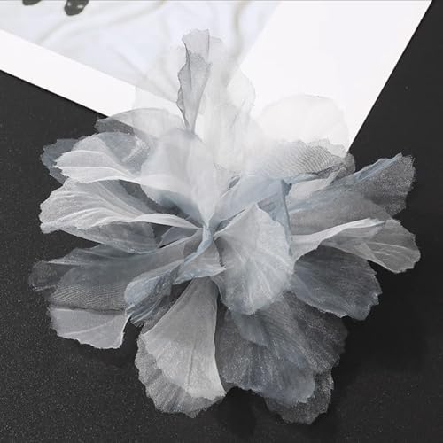 20 Stück Organza Blume Patches, Blumen Flicken zum Aufnähen, Blume Applique Applikationen, Dekorative Aufnähe für Kleidung DIY Nähen Handwerk Jeans, Jacken, Handtaschen, Schuhe Zubehör,Graublau von Anevous