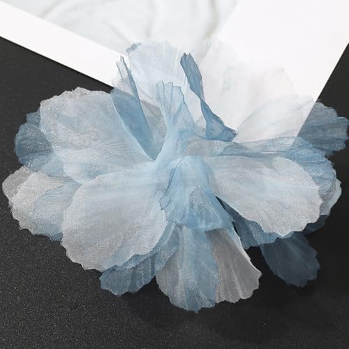 20 Stück Organza Blume Patches, Blumen Flicken zum Aufnähen, Blume Applique Applikationen, Dekorative Aufnähe für Kleidung DIY Nähen Handwerk Jeans, Jacken, Handtaschen, Schuhe Zubehör,Seeblau von Anevous