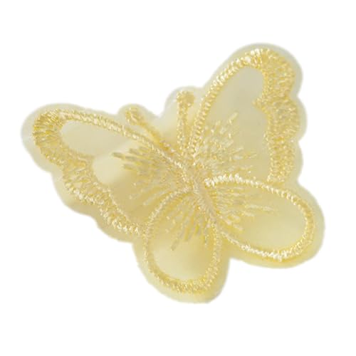 30 Stück Organza Stickerei Schmetterling Patches, Applique Spitze Applikationen, Flicken zum Aufnähen, Gestickte Aufnähe für DIY Nähen Kleidung Basteln Taschen Tischtuch Schal,Gelb von Anevous