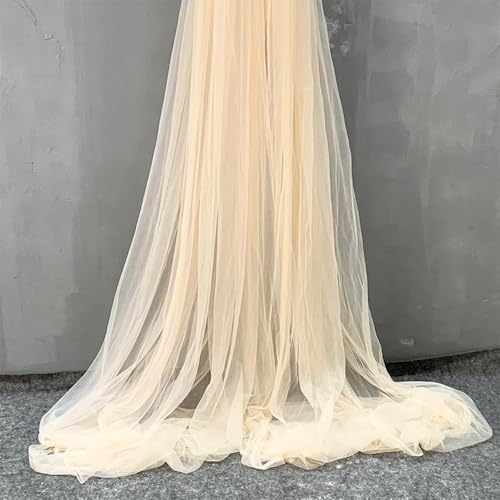 3m x 150cm Tüllstoff zum Nähen, Soft Tüll Stoffe Meterware, Netzstoff Dekostoff zum Dekorieren, Tülldekostoff Drapierstoff für Hochzeit Vorhänge Kleid Tüllrock Torbogen Zeremonie Deko,Champagner von Anevous