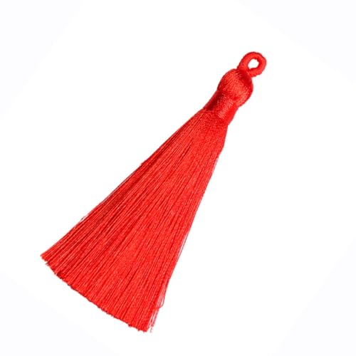 40 Stück Quasten Anhänger, 8 cm Handgemachte Troddel Seidenquasten, Lesezeichen Fransen mit Silky Kordel Schlaufen für Schmuckherstellung Lesezeichen Kleidung DIY Handwerk Wohnkultur,Rot von Anevous