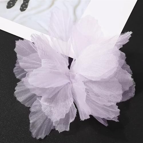 5 Stück Organza Blume Patches, Blumen Flicken zum Aufnähen, Blume Applique Applikationen, Dekorative Aufnähe für Kleidung DIY Nähen Handwerk Jeans, Jacken, Handtaschen, Schuhe Zubehör,Hellviolett von Anevous