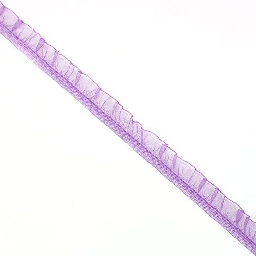 50 Yards Dekoborte Spitzenband, Elastisches Spitzenborte Spitzen Bänder, Sewing Borte Dekoband, Stretch Zierborte Trim zum Nähen, Bortenband Lace für DIY Basteln Dekoration Kleidung,Hellviolett von Anevous