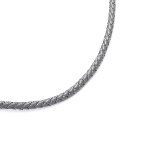 5m x 7mm Geflochtene Lederschnur Rund, Leather Cord Chain, Rund Lederband Lederriemen, Lederband für DIY Armbänder Handwerk Armband Halsketten Schmuckherstellung,Grau von Anevous