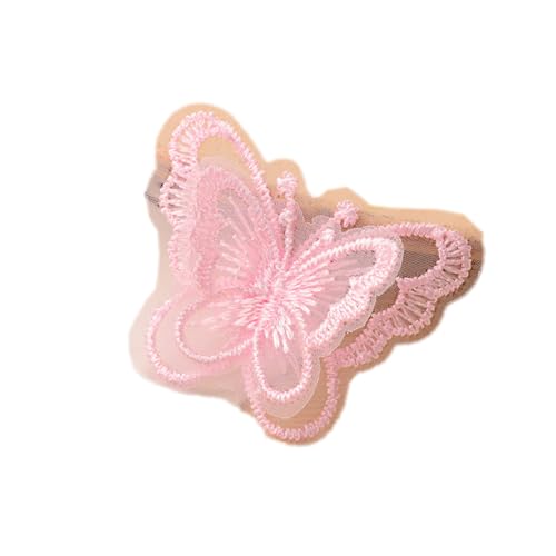 60 Stück Stickerei Schmetterling Patch,Doppelschichten Schmetterling Applikation,Spitze Tüll Aufnäher,Spitzenstoff Patches,Organza Appliques für Kleidung,Hochzeit Brautkleid Nähen Handwerk,Rosa von Anevous