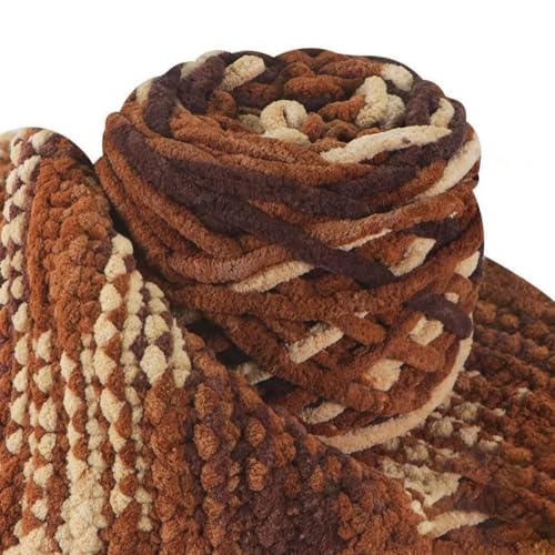 90g Strickwolle zum Häkeln, Weich klobiges Garn für Garnprojekte, Häkelgarn Wolle zum Stricken, Strickgarn für Schuhe Mützen, Decken Schals, Handgefertigte Taschen,Kaffee Braun Gelb von Anevous