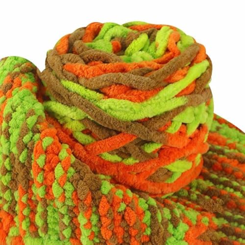 90g Strickwolle zum Häkeln, Weich klobiges Garn für Garnprojekte, Häkelgarn Wolle zum Stricken, Strickgarn für Schuhe Mützen, Decken Schals, Handgefertigte Taschen,Khaki Orange Grün von Anevous