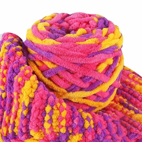 90g Strickwolle zum Häkeln, Weich klobiges Garn für Garnprojekte, Häkelgarn Wolle zum Stricken, Strickgarn für Schuhe Mützen, Decken Schals, Handgefertigte Taschen,Rosa Gelb Lila von Anevous