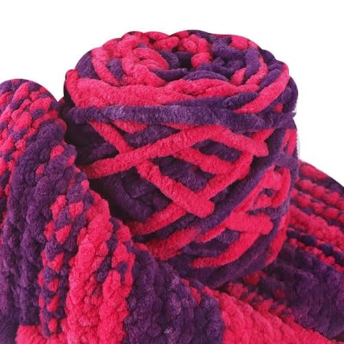 90g Strickwolle zum Häkeln, Weich klobiges Garn für Garnprojekte, Häkelgarn Wolle zum Stricken, Strickgarn für Schuhe Mützen, Decken Schals, Handgefertigte Taschen,Rosa Rosa Lila von Anevous