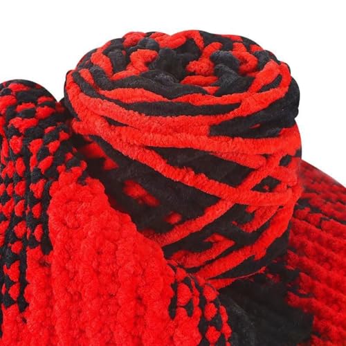 90g Strickwolle zum Häkeln, Weich klobiges Garn für Garnprojekte, Häkelgarn Wolle zum Stricken, Strickgarn für Schuhe Mützen, Decken Schals, Handgefertigte Taschen,Schwarz Rot von Anevous