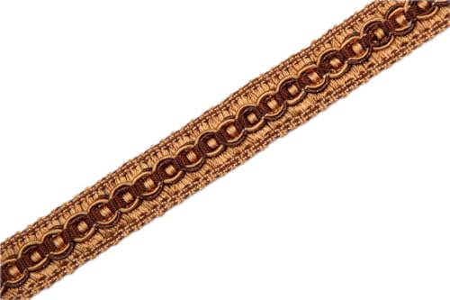 Anevous 10 Meter Spitzenband Borte, 2cm Geflochten Dekoband, Spitze Bordüre Zierband, Lace Trim Spitzenborte für Nähen Handwerk Vorhangpolster Kleidung Deko Heimdekoration,Dunkelgold 10m von Anevous