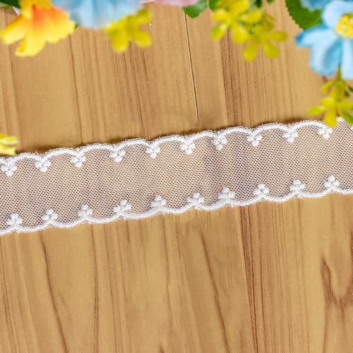 Anevous 10 Yards Stickerei Spitzenband, Spitzenbesatz Band, Dekoband Spitzen zum Basteln, Spitzenbordüre für Nähen DIY Handwerk Geschenkband Hochzeit Tischdeko,Weiß 31 mm von Anevous