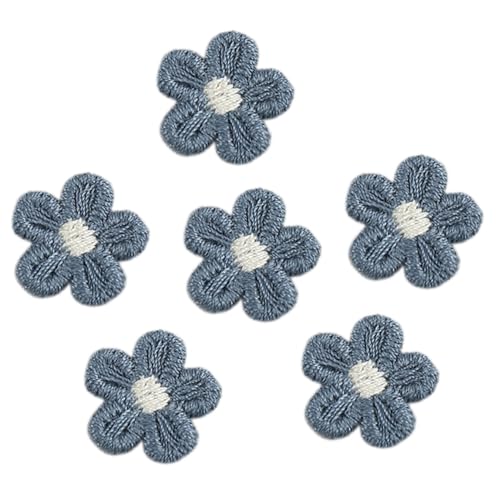 Anevous 100 Stück Patches zum Aufnäher, Stickerei Blumen Aufnäher, Mini Blumen Flicken, Applikation Erwachsene für Kleidung Hüte Jacke Jeans Rucksäcke Tasche DIY Dekoration,Blau von Anevous