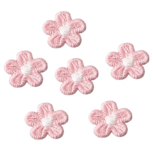 Anevous 100 Stück Patches zum Aufnäher, Stickerei Blumen Aufnäher, Mini Blumen Flicken, Applikation Erwachsene für Kleidung Hüte Jacke Jeans Rucksäcke Tasche DIY Dekoration,Rosa von Anevous