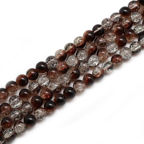 Anevous 100 Stück Rund Glasperlen, Glasriss Perlen zum Auffädeln, Perlen zum Basteln mit Loch, DIY Handwerk Bastelperlen für Halskette Armband Schmuckherstellung Zubehör,Kaffee 4mm von Anevous