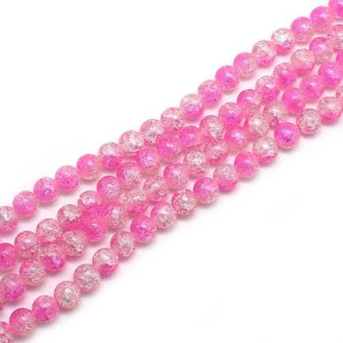 Anevous 100 Stück Rund Glasperlen, Glasriss Perlen zum Auffädeln, Perlen zum Basteln mit Loch, DIY Handwerk Bastelperlen für Halskette Armband Schmuckherstellung Zubehör,Rosa 8mm von Anevous