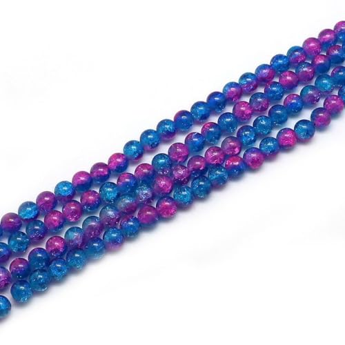 Anevous 100 Stück Rund Glasperlen, Glasriss Perlen zum Auffädeln, Perlen zum Basteln mit Loch, DIY Handwerk Bastelperlen für Halskette Armband Schmuckherstellung Zubehör,Rosenrot Blau 4mm von Anevous