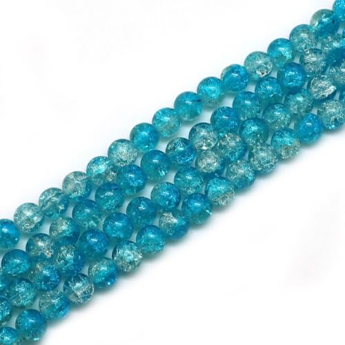 Anevous 100 Stück Rund Glasperlen, Glasriss Perlen zum Auffädeln, Perlen zum Basteln mit Loch, DIY Handwerk Bastelperlen für Halskette Armband Schmuckherstellung Zubehör,Seeblau 4mm von Anevous