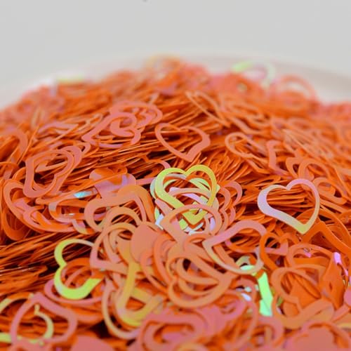 Anevous 100 g Lose Heart Pailletten, Pailletten zum Basteln, Rot Pailletten zum Aufähen, Handgemachte Kreative Pailletten für DIY Kunsthandwerk Herstellung Hochzeit Dekorative,Orange von Anevous