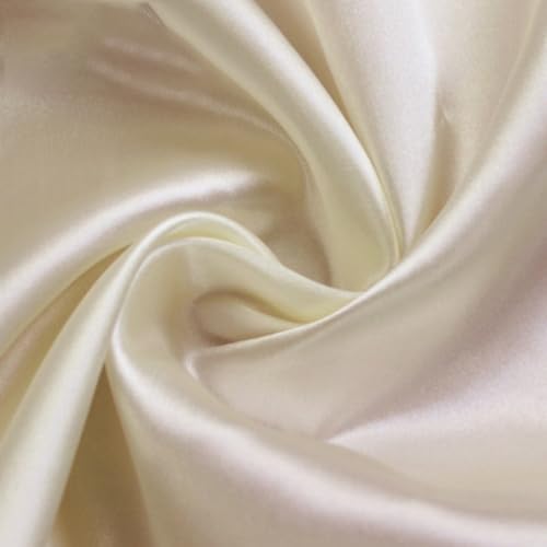 Anevous 100cm x150cm Satin Stoff, Einfarbig Stoffe zum Nähen, Kleiderstoff Dekostoff Meterware, Satinstoff zum Basteln, Bezugsstoff für Kleidung Vorhänge Tischdecken Deko,Creme von Anevous