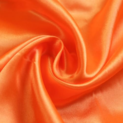 Anevous 100cm x150cm Satin Stoff, Einfarbig Stoffe zum Nähen, Kleiderstoff Dekostoff Meterware, Satinstoff zum Basteln, Bezugsstoff für Kleidung Vorhänge Tischdecken Deko,Orange von Anevous