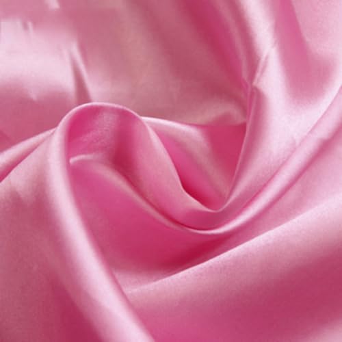 Anevous 100cm x150cm Satin Stoff, Einfarbig Stoffe zum Nähen, Kleiderstoff Dekostoff Meterware, Satinstoff zum Basteln, Bezugsstoff für Kleidung Vorhänge Tischdecken Deko,Pink von Anevous