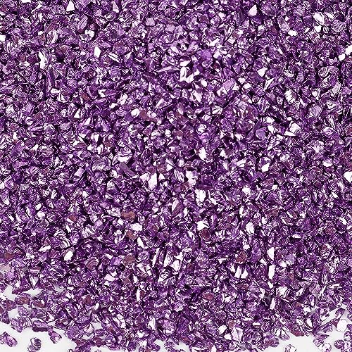 Anevous 100g Crushed Glass Chips, 1-2mm Unregelmäßiges Glitzer Glassplitter, Glitterglas Kies, Glasperlen zum Basteln für Nail Art Crafts DIY Vase Epoxidharz Schmuck Making Heimdekoration,Hellviolett von Anevous