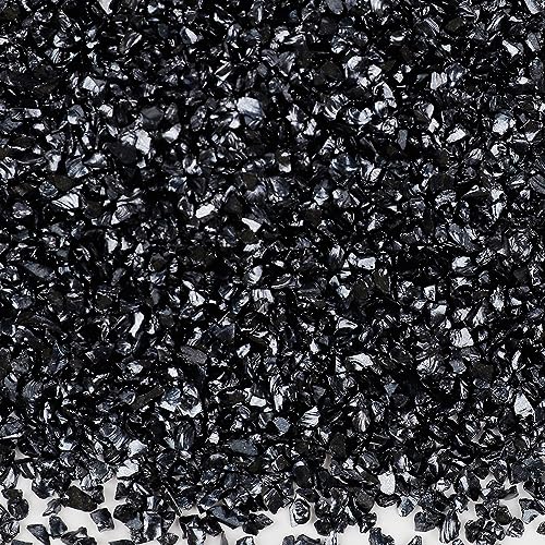 Anevous 100g Crushed Glass Chips, 1-2mm Unregelmäßiges Glitzer Glassplitter, Glitterglas Kies, Glasperlen zum Basteln für Nail Art Crafts DIY Vase Epoxidharz Schmuck Making Heimdekoration,Schwarz von Anevous