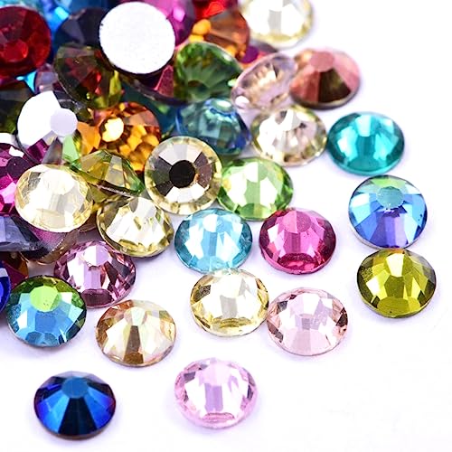 Anevous 1440pcs Kristalle Flacher Strasssteine, Glas Glitzersteine, Runde Diamant zum Basteln, Hotfix Kristall Rhinestones für Nagelkunst Kleidung Schuhe DIY Handwerk Geschenk,Gemischte Farben 1.9mm von Anevous