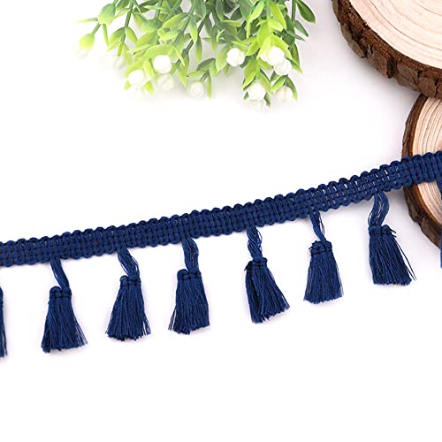 Anevous 15 Yards Quaste Spitzenband 4 cm Quastenborte Band zum Nähen Spitze Borte Quastenband, Fransenborte Quaste Trimmen für DIY Kleidung, Vorhang Tischdecke Dekorieren,Blau von Anevous