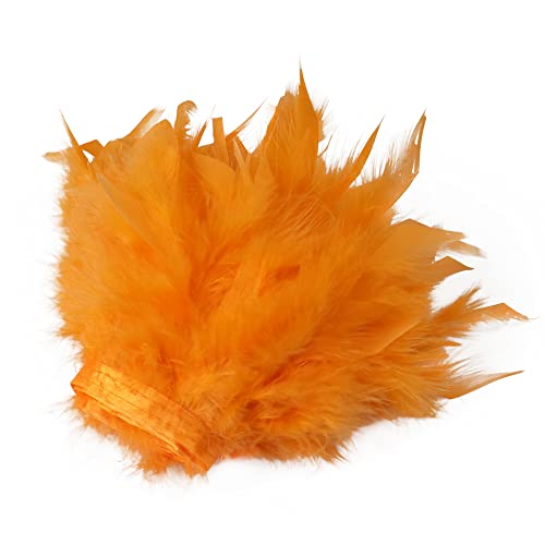 Anevous 1m Truthahn Federn Fringe Trim, Flauschigen Gefieder Borte, Plüsch Feder Band für DIY Nähen Handwerk Mode Kleid Weihnachten Kostüme Hochzeitskleid Dekoration,Orange von Anevous