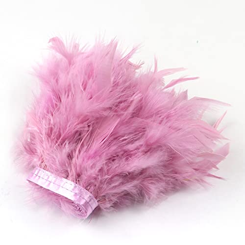 Anevous 1m Truthahn Federn Fringe Trim, Flauschigen Gefieder Borte, Plüsch Feder Band für DIY Nähen Handwerk Mode Kleid Weihnachten Kostüme Hochzeitskleid Dekoration,Rosa C von Anevous