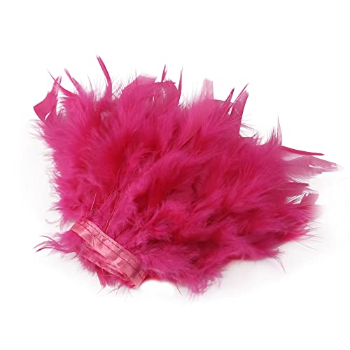 Anevous 1m Truthahn Federn Fringe Trim, Flauschigen Gefieder Borte, Plüsch Feder Band für DIY Nähen Handwerk Mode Kleid Weihnachten Kostüme Hochzeitskleid Dekoration,Rosa D von Anevous