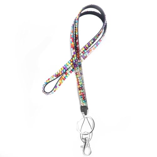 Anevous 2 Stück Lanyard mit Strass,Kristall Schlüsselband mit Schlüsselring,Neck Lanyard Strip,Kristall Lanyard Halskette,glitzernden Handykette,Herren Damen für Schlüssel,Ausweis,Handy,Bunt von Anevous