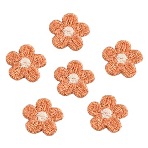 Anevous 20 Stück Patches zum Aufnäher, Stickerei Blumen Aufnäher, Mini Blumen Flicken, Applikation Erwachsene für Kleidung Hüte Jacke Jeans Rucksäcke Tasche DIY Dekoration,Orange von Anevous