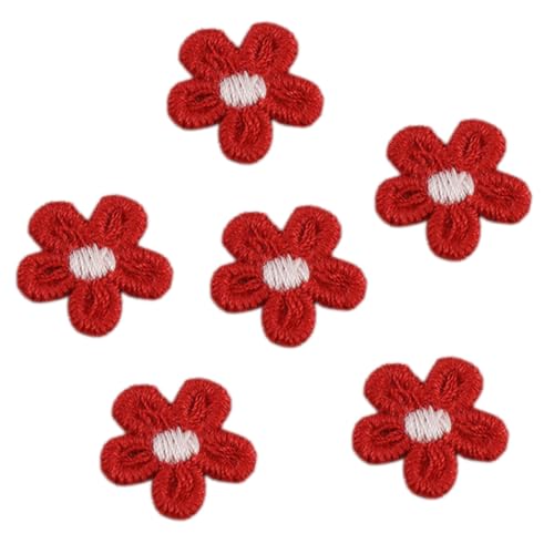 Anevous 20 Stück Patches zum Aufnäher, Stickerei Blumen Aufnäher, Mini Blumen Flicken, Applikation Erwachsene für Kleidung Hüte Jacke Jeans Rucksäcke Tasche DIY Dekoration,Rot von Anevous