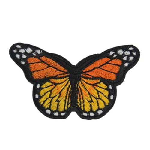 Anevous 20 Stück Schmetterling Patches zum Aufbügeln, Applikationen zum Aufnähen, Sticker Schmetterling Aufnäher Flicken DIY Zubehör für Jeans Jacken Kleidung Taschen Mützen,Orange L von Anevous