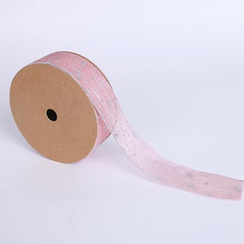 Anevous 20 Yards Sternenhimmelband, 40mm Deko Geschenkverpackung Band Geschenkband Dekoband zum Basteln Geschenkverpackungen DIY Handwerk, Weihnachten, Party Dekoration, Hochzeitdeko,Rosa von Anevous