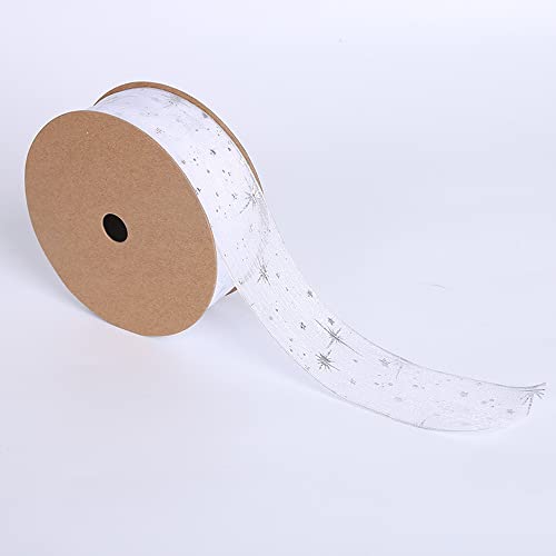 Anevous 20 Yards Sternenhimmelband, 40mm Deko Geschenkverpackung Band Geschenkband Dekoband zum Basteln Geschenkverpackungen DIY Handwerk, Weihnachten, Party Dekoration, Hochzeitdeko,Weiß von Anevous