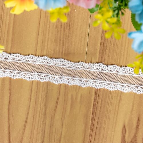 Anevous 20 Yards Stickerei Spitzenband, Spitzenbesatz Band, Dekoband Spitzen zum Basteln, Spitzenbordüre für Nähen DIY Handwerk Geschenkband Hochzeit Tischdeko,Weiß 25 mm von Anevous