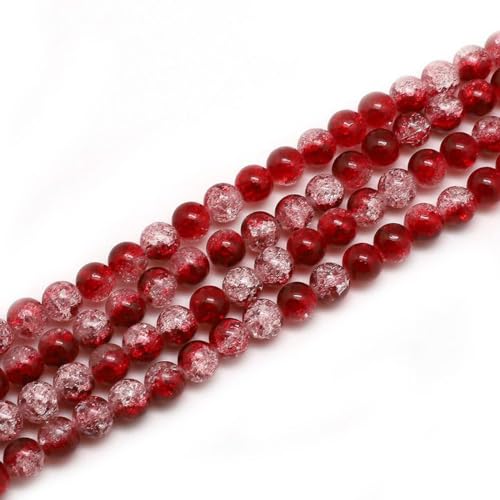 Anevous 200 Stück Rund Glasperlen, Glasriss Perlen zum Auffädeln, Perlen zum Basteln mit Loch, DIY Handwerk Bastelperlen für Halskette Armband Schmuckherstellung Zubehör,Dunkelrot 4mm von Anevous