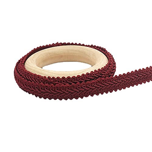 Anevous 25 Meter Geflochten Zierband, Polyester Trim Spitzenband Sewing Lace Spitzenborte Dekorativer Borte Dekoband zum Nähen für Heimwerkerhandwerk, Kostüm, Nähen, Vorhang,Weinrot von Anevous