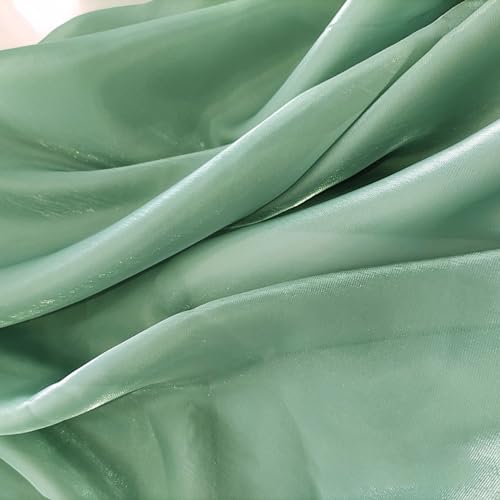 Anevous 2m x 150cm Satin Organza Stoff, Dekostoff zum Nähen Meterware, Laser Farbverlauf Gazestoff, Organza Spitze Satin Lasertuch für DIY Bekleidung Vorhänge Tischdecken Deko,Grün von Anevous