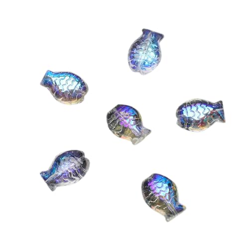 Anevous 30 Stück Bunte Fisch Glas Perlen, 10x14cm Lose Glas Perlen mit Loch Glasperlen Zum Auffädeln, Spacer Perlen für Armbänder, Fischperlen zum Basteln für DIY Schmuck Herstellung Halsketten,Farbe von Anevous