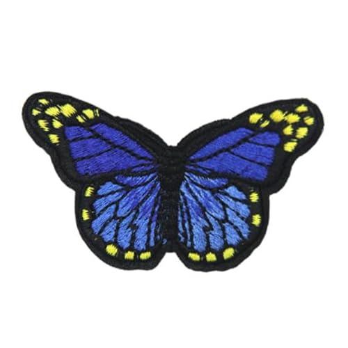 Anevous 30 Stück Schmetterling Patches zum Aufbügeln, Applikationen zum Aufnähen, Sticker Schmetterling Aufnäher Flicken DIY Zubehör für Jeans Jacken Kleidung Taschen Mützen,Marineblau L von Anevous