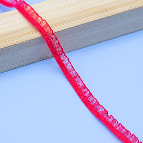 Anevous 30 Yards Stretch Spitzenbordüre Spitzenband, Elastische Spitzenbesatz Band, Unterwäsche Spitze Trim, Kordelband Spitzen für DIY Handwerk Nähen Kleidungsstück Geschenk,Dunkelrot von Anevous