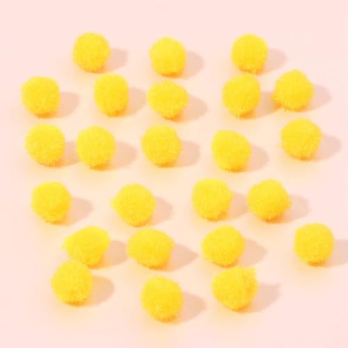 Anevous 300 Stück Mini Pompons zum Basteln, Mini Pompoms für Handwerk Herstellung, Kleine Pom Pom Bälle, Pompons Zubehör für Nähen Deko, Lustige DIY Kreative Handwerk, Weihnachten,Gelb 10mm von Anevous