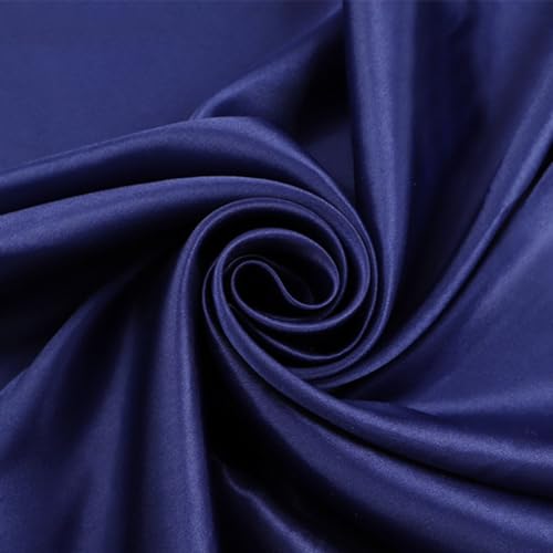 Anevous 300cm x150cm Satin Stoff, Einfarbig Stoffe zum Nähen, Kleiderstoff Dekostoff Meterware, Satinstoff zum Basteln, Bezugsstoff für Kleidung Vorhänge Tischdecken Deko,Marineblau von Anevous