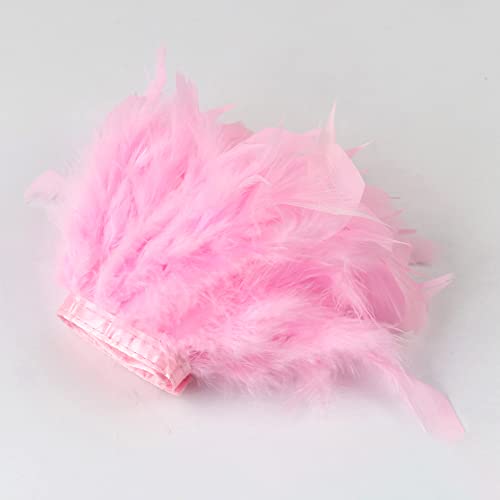 Anevous 3m Truthahn Federn Fringe Trim, Flauschigen Gefieder Borte, Plüsch Feder Band für DIY Nähen Handwerk Mode Kleid Weihnachten Kostüme Hochzeitskleid Dekoration,Pink von Anevous