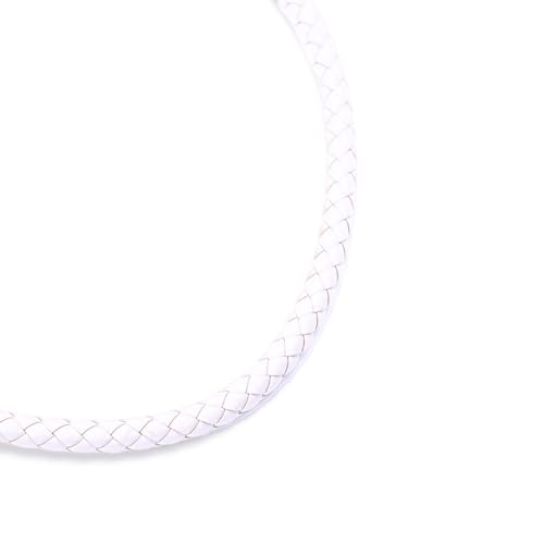 Anevous 3m x 7mm Geflochtene Lederschnur Rund, Leather Cord Chain, Rund Lederband Lederriemen, Lederband für DIY Armbänder Handwerk Armband Halsketten Schmuckherstellung,Weiß von Anevous